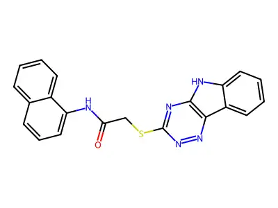 N-naphthalen-1-yl-2-(5H-[1,2,4]triazino[5,6-b]indol-3-ylsulfanyl)acetamide structure