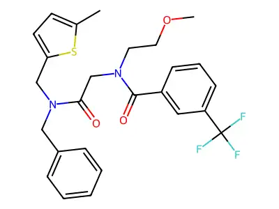 N-[2-[benzyl-[(5-methylthiophen-2-yl)methyl]amino]-2-oxoethyl]-N-(2-methoxyethyl)-3-(trifluoromethyl)benzamide structure
