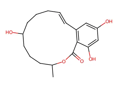 2,4-Dihydroxy-6-(6alpha,10-dihydroxy-trans-1-undecenyl)benzoic acid mu-lactone structure