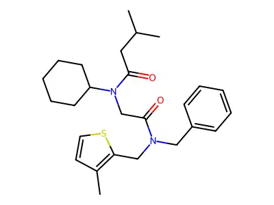 N-(2-{Benzyl[(3-methylthiophen-2-yl)methyl]amino}-2-oxoethyl)-N-cyclohexyl-3-methylbutanamide structure