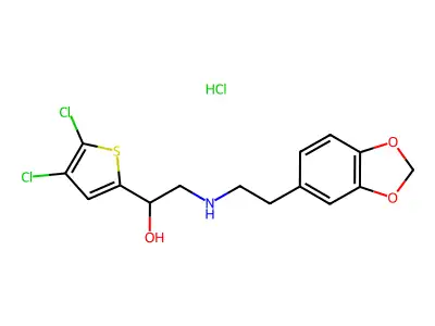 2-(((1,3-Benzodioxol-5-yl)ethyl)amino)-1-(4,5-dichloro-2-thienyl)ethanol hydrochloride structure