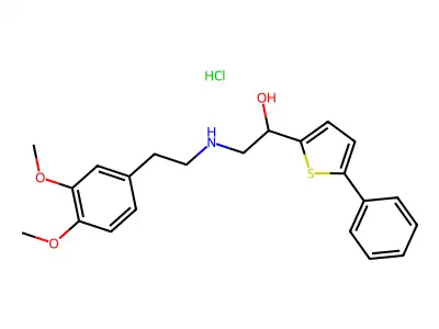 Ethanol, 2-((3,4-dimethoxyphenethyl)amino)-1-(5-phenyl-2-thienyl)-, hydrochloride structure