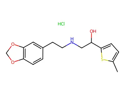 2-(((1,3-Benzodioxol-5-yl)ethyl)amino)-1-(5-methyl-2-thienyl)ethanol hydrochloride structure