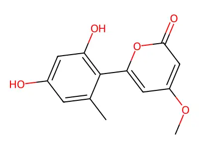 2H-Pyran-2-one, 6-(2,4-dihydroxy-6-methylphenyl)-4-methoxy- structure