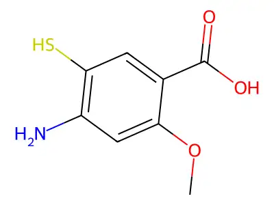 4-Amino-2-methoxy-5-sulfanylbenzoic acid structure