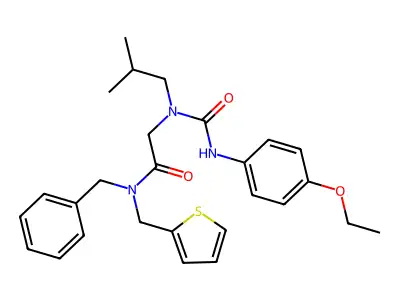 N-benzyl-2-[(4-ethoxyphenyl)carbamoyl-(2-methylpropyl)amino]-N-(thiophen-2-ylmethyl)acetamide structure