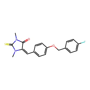 (5Z)-5-{4-[(4-fluorobenzyl)oxy]benzylidene}-1,3-dimethyl-2-thioxoimidazolidin-4-one structure