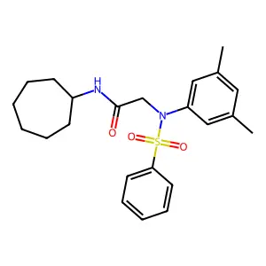 2-[N-(benzenesulfonyl)-3,5-dimethylanilino]-N-cycloheptylacetamide structure