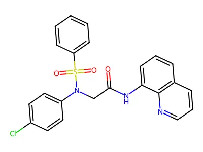 2-[N-(benzenesulfonyl)-4-chloroanilino]-N-quinolin-8-ylacetamide structure