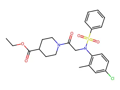 ethyl 1-[N-(4-chloro-2-methylphenyl)-N-(phenylsulfonyl)glycyl]piperidine-4-carboxylate structure