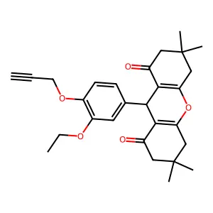 9-(3-ethoxy-4-prop-2-ynoxyphenyl)-3,3,6,6-tetramethyl-4,5,7,9-tetrahydro-2H-xanthene-1,8-dione structure