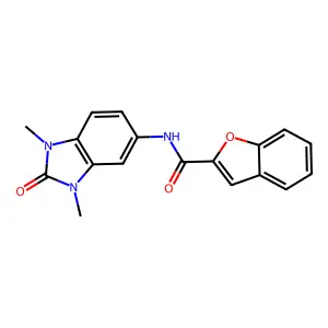 N-(1,3-dimethyl-2-oxo-5-benzimidazolyl)-2-benzofurancarboxamide structure
