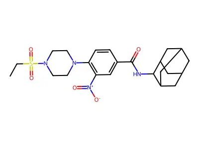 N-(2-adamantyl)-4-(4-ethylsulfonyl-1-piperazinyl)-3-nitrobenzamide structure