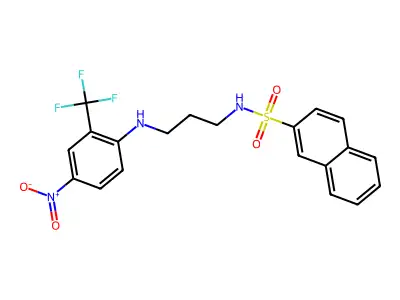 N-[3-[4-nitro-2-(trifluoromethyl)anilino]propyl]naphthalene-2-sulfonamide structure
