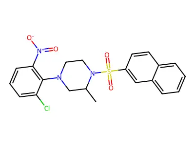 4-(2-Chloro-6-nitrophenyl)-2-methyl-1-(naphthalen-2-ylsulfonyl)piperazine structure