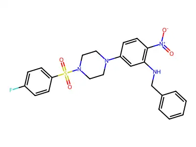 N-benzyl-5-[4-(4-fluorophenyl)sulfonylpiperazin-1-yl]-2-nitroaniline structure