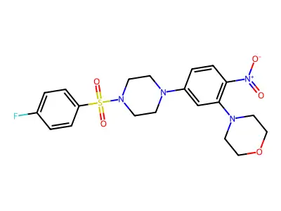 4-[5-[4-(4-Fluorophenyl)sulfonylpiperazin-1-yl]-2-nitrophenyl]morpholine structure