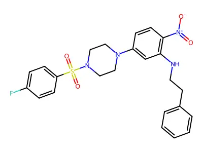 5-{4-[(4-fluorophenyl)sulfonyl]piperazin-1-yl}-2-nitro-N-(2-phenylethyl)aniline structure