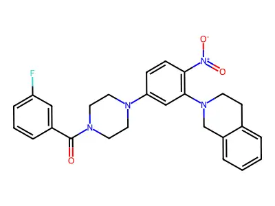 [4-[3-(3,4-dihydro-1H-isoquinolin-2-yl)-4-nitrophenyl]piperazin-1-yl]-(3-fluorophenyl)methanone structure