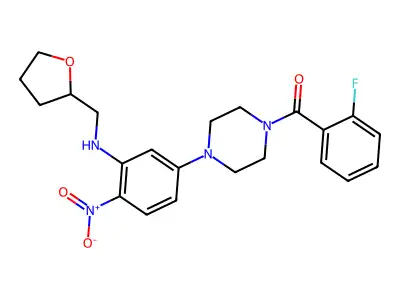 (2-fluorophenyl)-[4-[4-nitro-3-(oxolan-2-ylmethylamino)phenyl]piperazin-1-yl]methanone structure