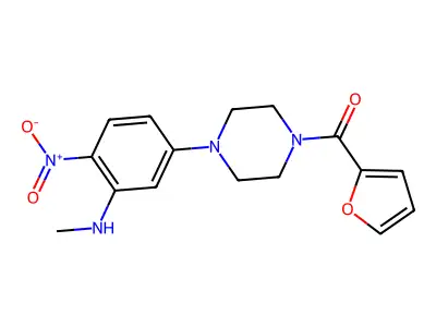 Furan-2-yl-[4-[3-(methylamino)-4-nitrophenyl]piperazin-1-yl]methanone structure
