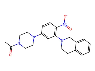 1-{4-[3-(3,4-dihydroisoquinolin-2(1H)-yl)-4-nitrophenyl]piperazin-1-yl}ethanone structure