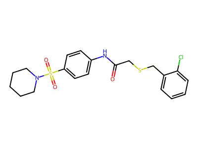 2-[(2-chlorophenyl)methylsulfanyl]-N-(4-piperidin-1-ylsulfonylphenyl)acetamide structure