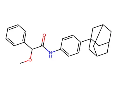 N-[4-(1-adamantyl)phenyl]-2-methoxy-2-phenylacetamide structure