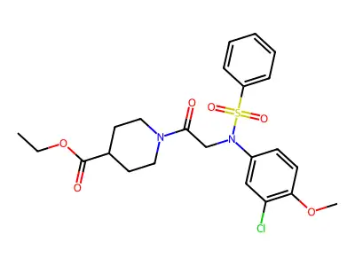 ethyl 1-[N-(3-chloro-4-methoxyphenyl)-N-(phenylsulfonyl)glycyl]piperidine-4-carboxylate structure