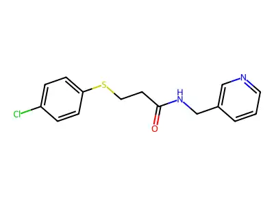 3-(4-chlorophenyl)sulfanyl-N-(pyridin-3-ylmethyl)propanamide structure
