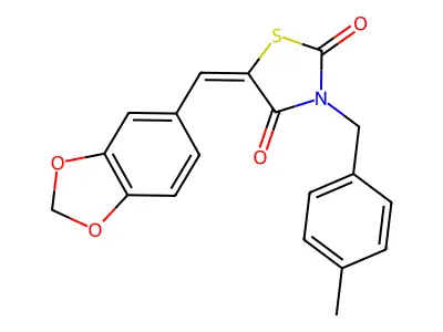5-(1,3-benzodioxol-5-ylmethylidene)-3-[(4-methylphenyl)methyl]-1,3-thiazolidine-2,4-dione structure