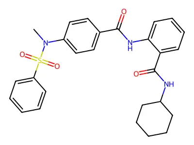 2-[[4-[benzenesulfonyl(methyl)amino]benzoyl]amino]-N-cyclohexylbenzamide structure