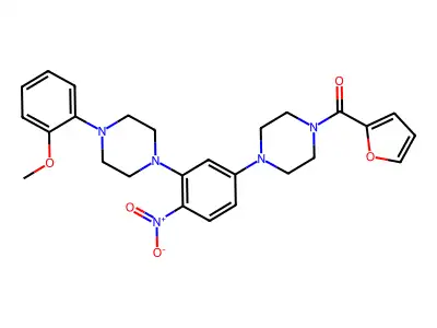 furan-2-yl-[4-[3-[4-(2-methoxyphenyl)piperazin-1-yl]-4-nitrophenyl]piperazin-1-yl]methanone structure