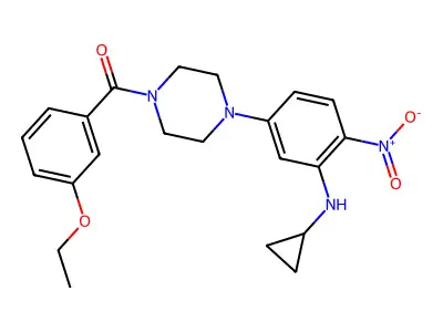 [4-[3-(Cyclopropylamino)-4-nitrophenyl]piperazin-1-yl]-(3-ethoxyphenyl)methanone structure