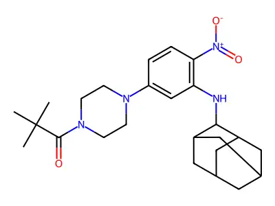 1-[4-[3-(2-adamantylamino)-4-nitrophenyl]piperazin-1-yl]-2,2-dimethylpropan-1-one structure