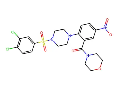 4-(2-{4-[(3,4-Dichlorophenyl)sulfonyl]-1-piperazinyl}-5-nitrobenzoyl)morpholine structure