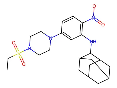 N-[5-(4-ethylsulfonylpiperazin-1-yl)-2-nitrophenyl]adamantan-2-amine structure