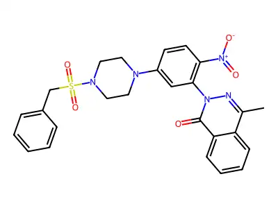 2-[5-(4-Benzylsulfonylpiperazin-1-yl)-2-nitrophenyl]-4-methylphthalazin-1-one structure