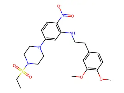 N-[2-(3,4-dimethoxyphenyl)ethyl]-5-(4-ethylsulfonylpiperazin-1-yl)-2-nitroaniline structure