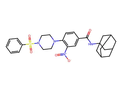 N-(1-adamantyl)-4-[4-(benzenesulfonyl)piperazin-1-yl]-3-nitrobenzamide structure
