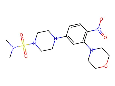 N,N-dimethyl-4-(3-morpholin-4-yl-4-nitrophenyl)piperazine-1-sulfonamide structure