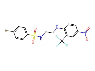 4-bromo-N-[2-[4-nitro-2-(trifluoromethyl)anilino]ethyl]benzenesulfonamide structure