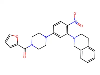 [4-[3-(3,4-dihydro-1H-isoquinolin-2-yl)-4-nitrophenyl]piperazin-1-yl]-(furan-2-yl)methanone structure