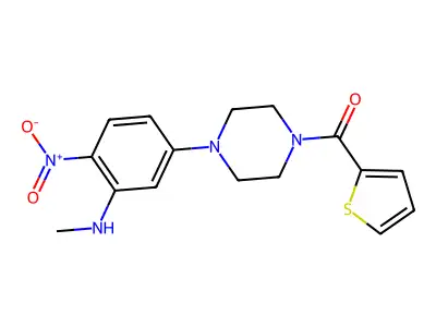 [4-[3-(Methylamino)-4-nitrophenyl]piperazin-1-yl]-thiophen-2-ylmethanone structure