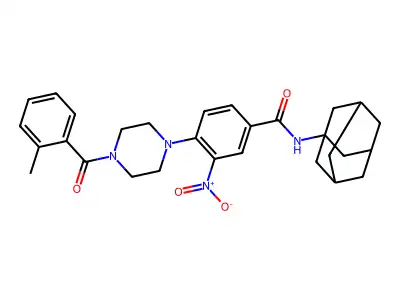 N-(1-adamantyl)-4-[4-(2-methylbenzoyl)piperazin-1-yl]-3-nitrobenzamide structure