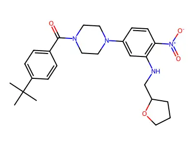 (4-tert-butylphenyl)-[4-[4-nitro-3-(oxolan-2-ylmethylamino)phenyl]piperazin-1-yl]methanone structure