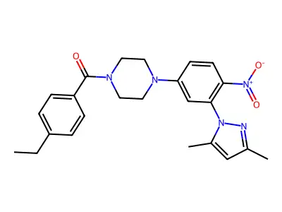 [4-[3-(3,5-dimethylpyrazol-1-yl)-4-nitrophenyl]piperazin-1-yl]-(4-ethylphenyl)methanone structure