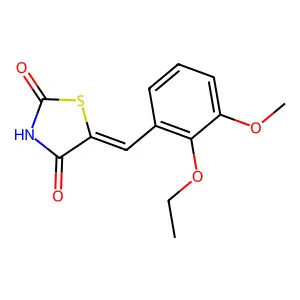 (5E)-5-(2-ethoxy-3-methoxybenzylidene)-1,3-thiazolidine-2,4-dione structure