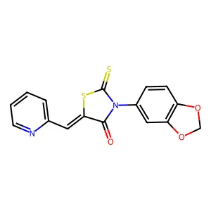 (Z)-3-(benzo[d][1,3]dioxol-5-yl)-5-(pyridin-2-ylmethylene)-2-thioxothiazolidin-4-one structure