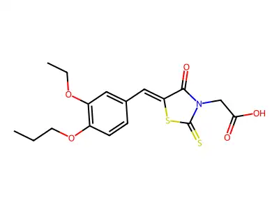 (Z)-2-(5-(3-ethoxy-4-propoxybenzylidene)-4-oxo-2-thioxothiazolidin-3-yl)acetic acid structure